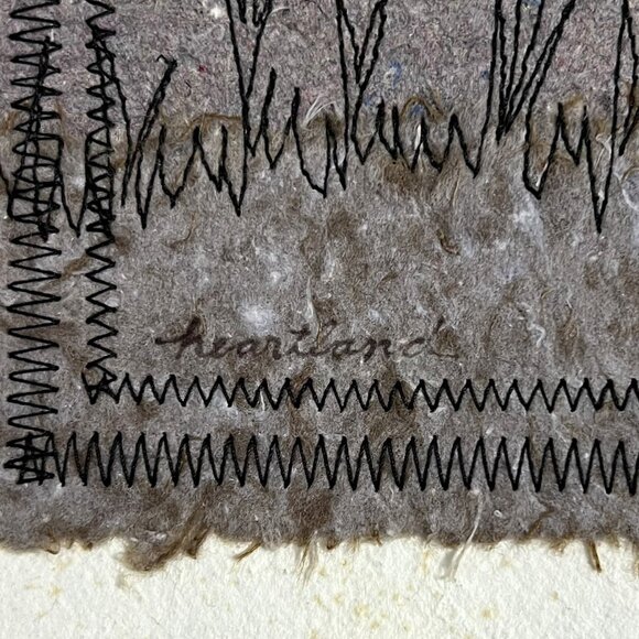 Heartland MP Marion Mixed Media Landscape • Handmade Paper & Stitched Art 18x18 - Picture 6 of 8